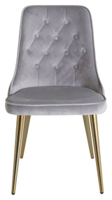 Velvet Deluxe Spisebordsstol, Grå Velour, messing