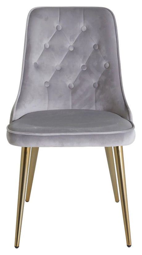 Velvet Deluxe Spisebordsstol, Grå Velour, messing