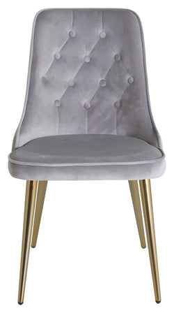 Velvet Deluxe Spisebordsstol, Grå Velour, messing