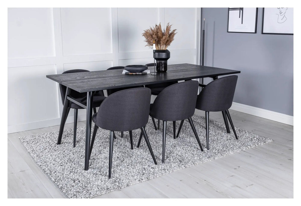 Velvet Spisebordsstol, Sort, Sorte metalben - Unoliving.com