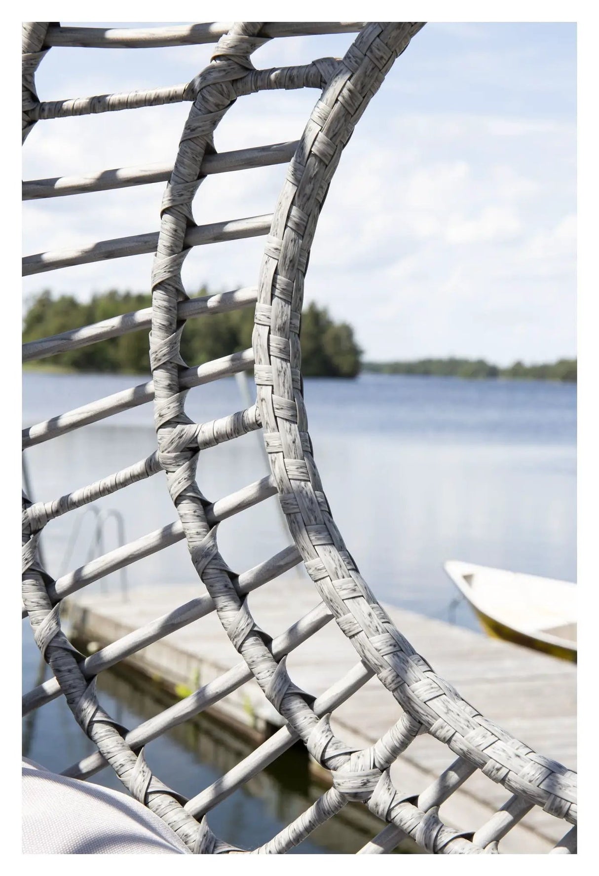 Viga, Double Hængestol, Sort Frame/Grå Flet/Grå Hynde