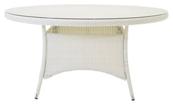 Volta, Havebord, Ø150, Hvid Flet/glas top - Unoliving.com