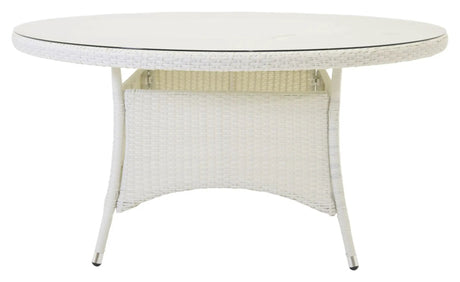 Volta, Havebord, Ø90, Hvid Flet/glas top