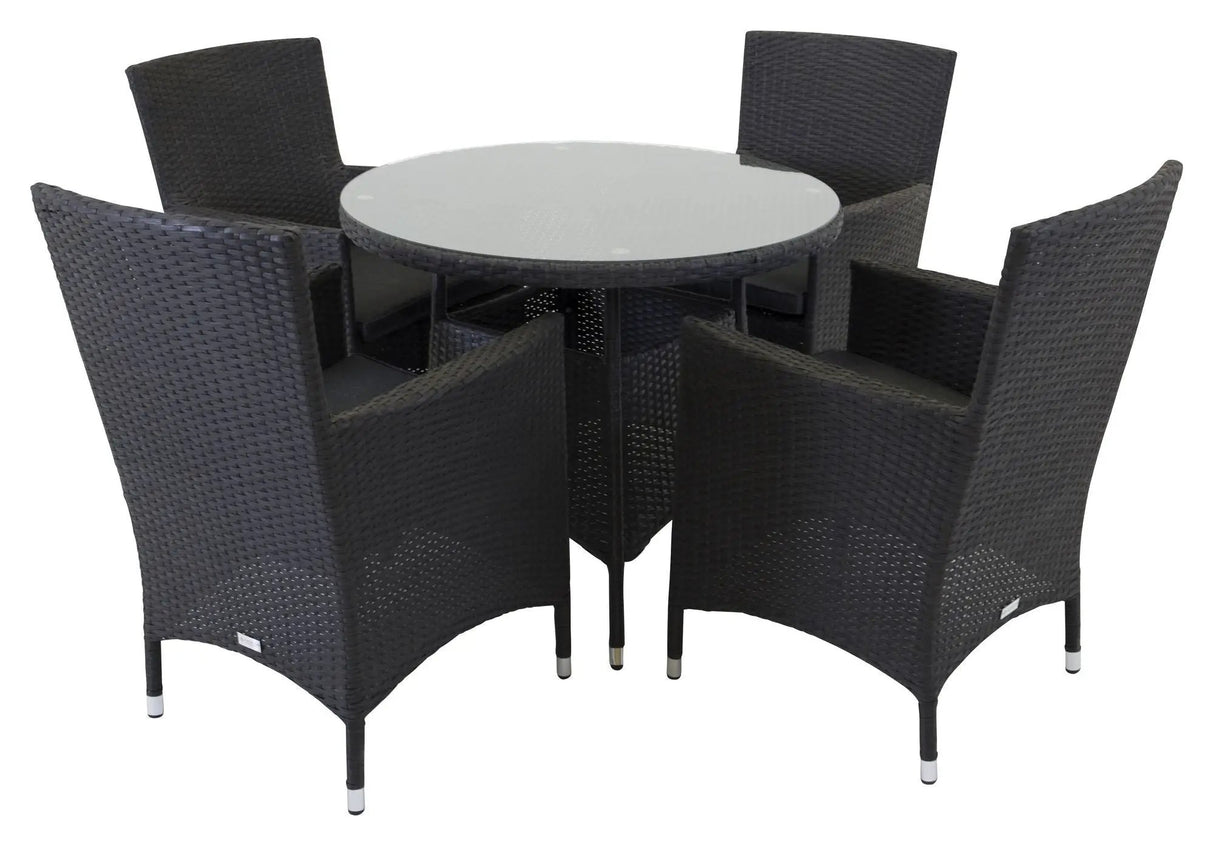 Volta, Havebord, Ø90, Sort Flet/glas top