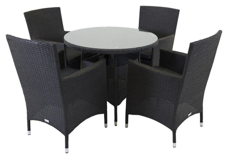 Volta, Havebord, Ø90, Sort Flet/glas top