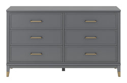 Westerleigh Kommode m. 6 skuffer, Grafitgrå - Unoliving.com