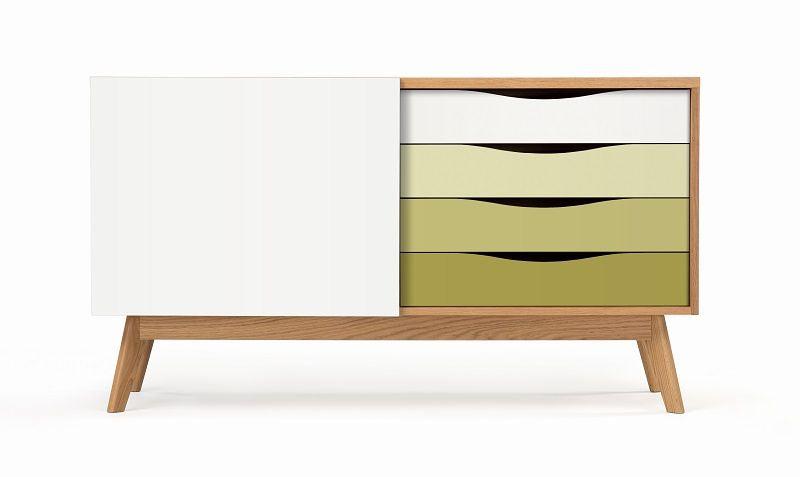 Woodman - Avon Skænk m/farvede skuffer - Olive