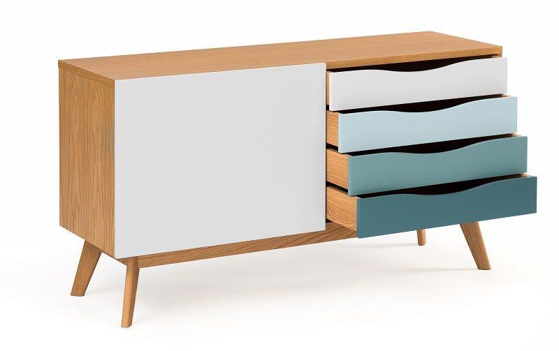 Woodman - Avon Skænk m/farvede skuffer - Spruce