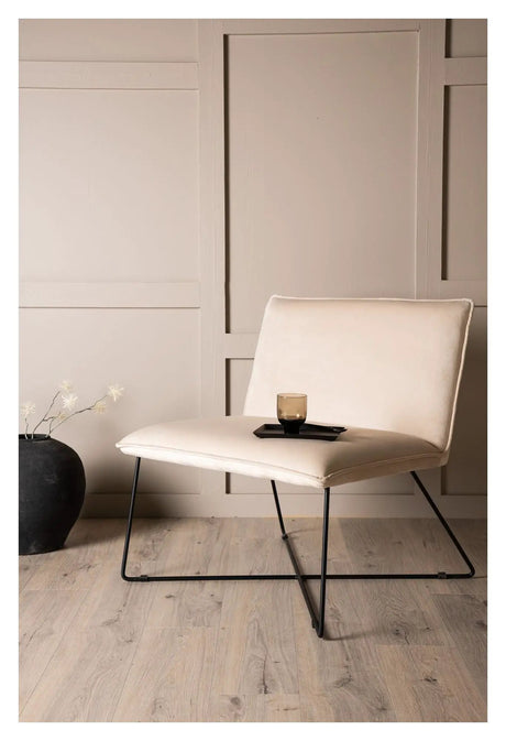 X-lounge Lænestol - Beige fløjl