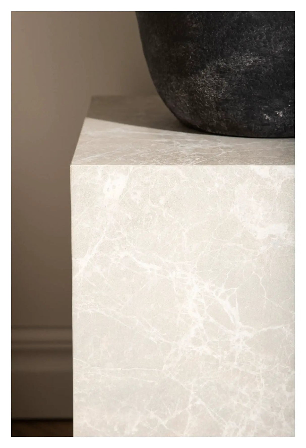 York Sofabord 40x40 - Beige/marmor look