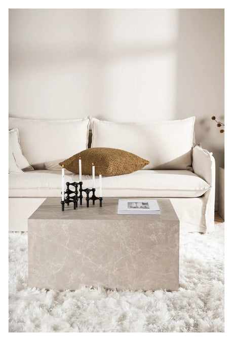 York Sofabord 80x60 - Beige/marmor look