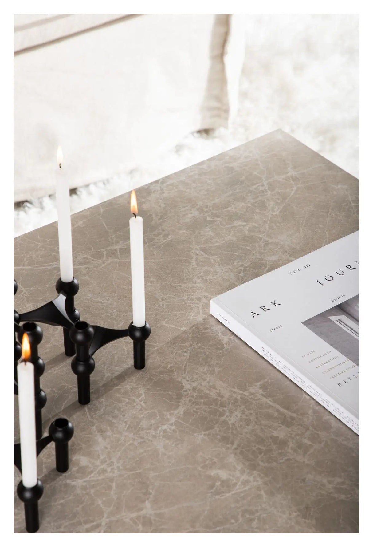 York Sofabord 80x60 - Beige/marmor look