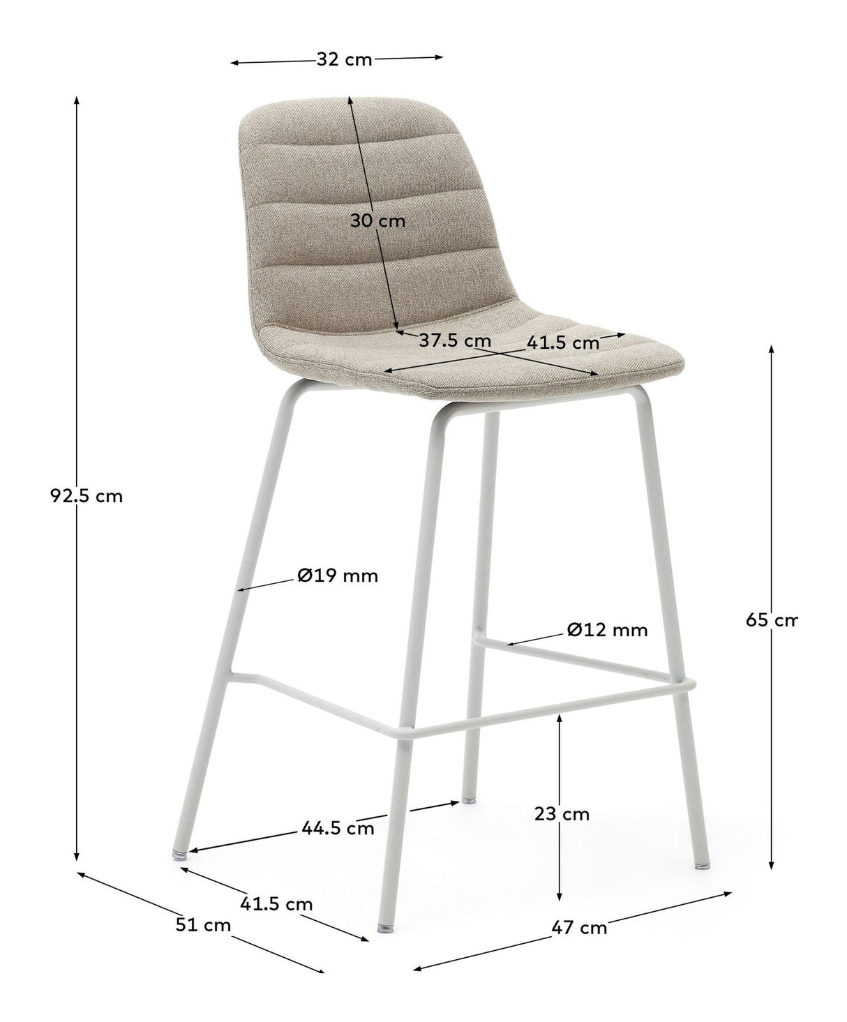ZUNILDA Barstol, Beige, H:65 - Unoliving.com