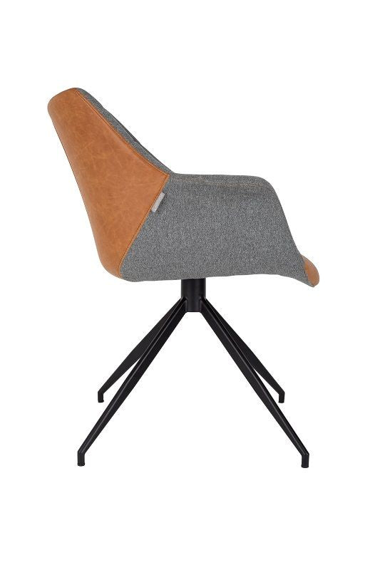Zuiver Doulton Spisebordsstol - Grå stof og PU - Unoliving.com